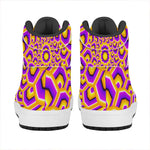 Yellow Hive Moving Optical Illusion High Top Leather Sneakers