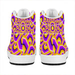 Yellow Hive Moving Optical Illusion High Top Leather Sneakers