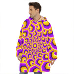 Yellow Hive Moving Optical Illusion Hoodie Blanket