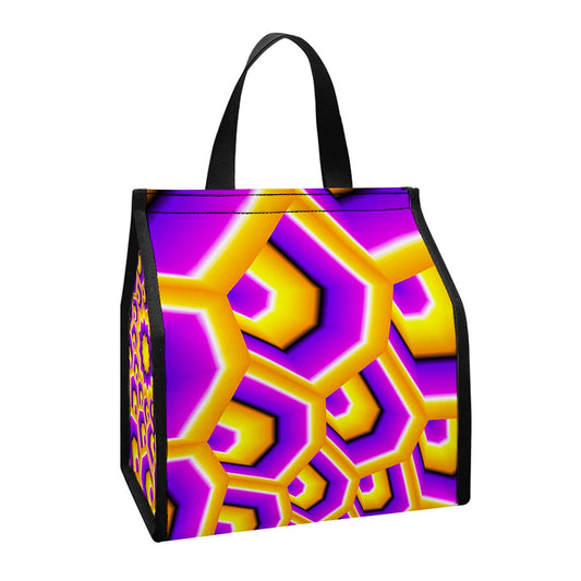 Yellow Hive Moving Optical Illusion Insulated Lunch Tote