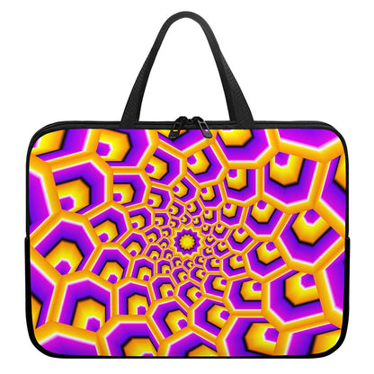 Yellow Hive Moving Optical Illusion Laptop Sleeve With Handle