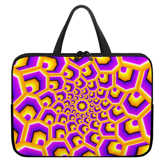 Yellow Hive Moving Optical Illusion Laptop Sleeve With Handle