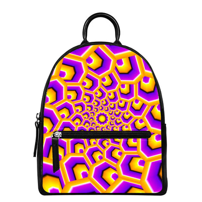 Yellow Hive Moving Optical Illusion Leather Backpack