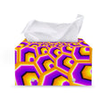 Yellow Hive Moving Optical Illusion Leather Tissue Box Cover