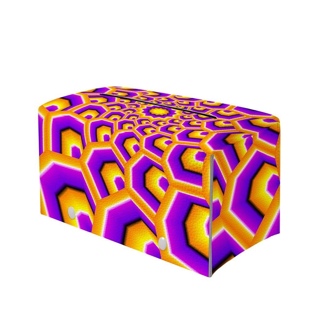 Yellow Hive Moving Optical Illusion Leather Tissue Box Cover