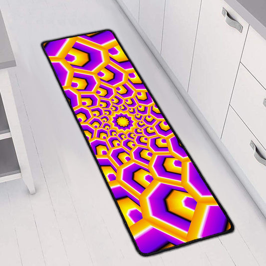 Yellow Hive Moving Optical Illusion Long Kitchen Mat