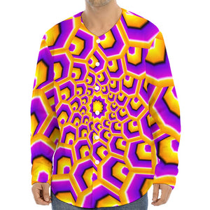 Yellow Hive Moving Optical Illusion Long Sleeve Baseball Jersey