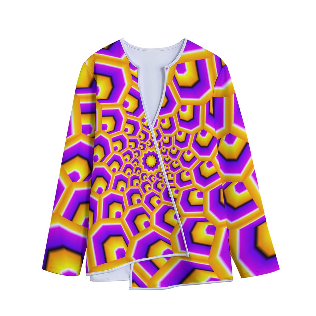 Yellow Hive Moving Optical Illusion Long Sleeve Short Coat