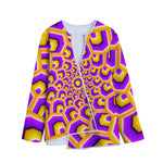 Yellow Hive Moving Optical Illusion Long Sleeve Short Coat