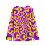 Yellow Hive Moving Optical Illusion Long Sleeve Short Coat