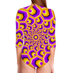 Yellow Hive Moving Optical Illusion Long Sleeve Swimsuit