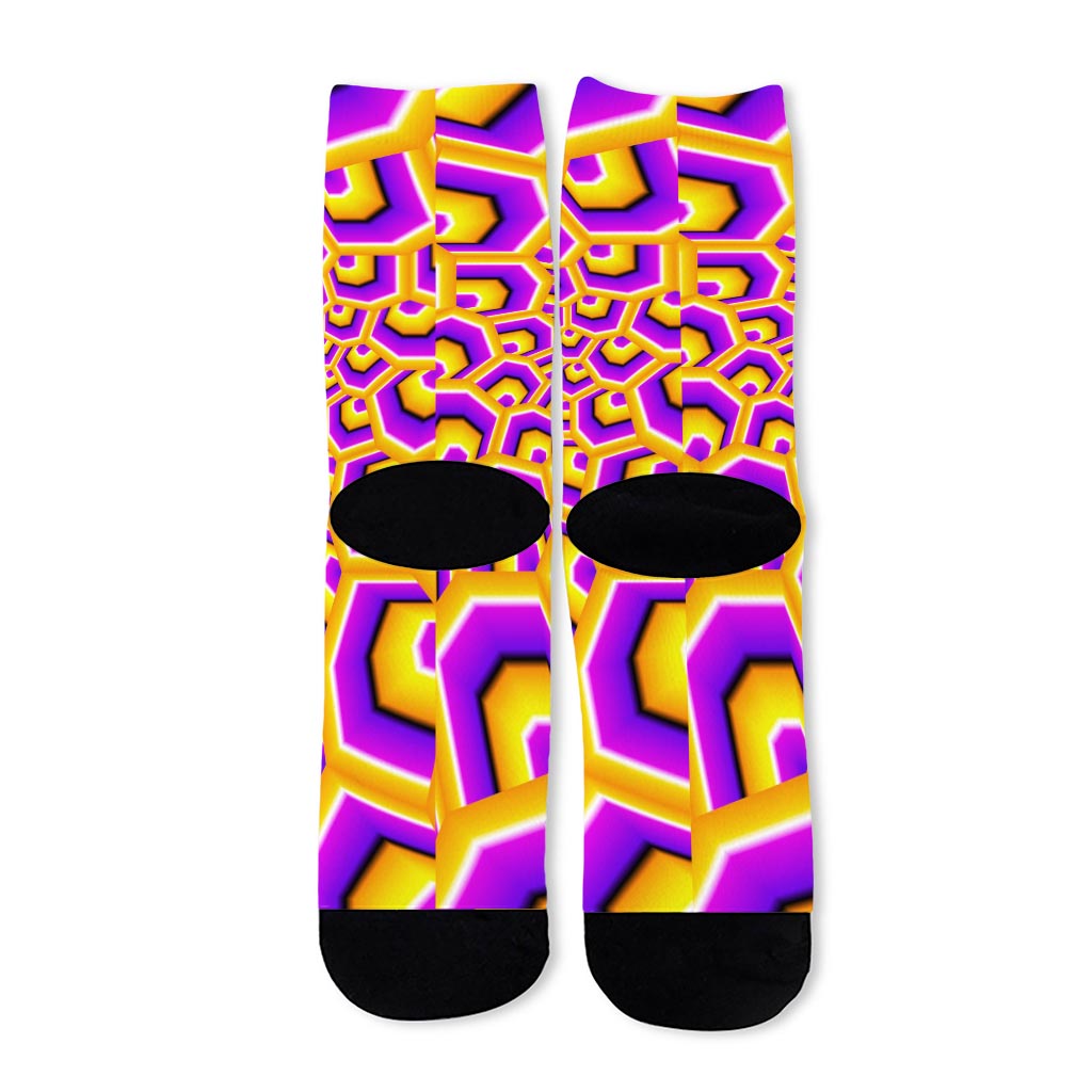 Yellow Hive Moving Optical Illusion Long Socks
