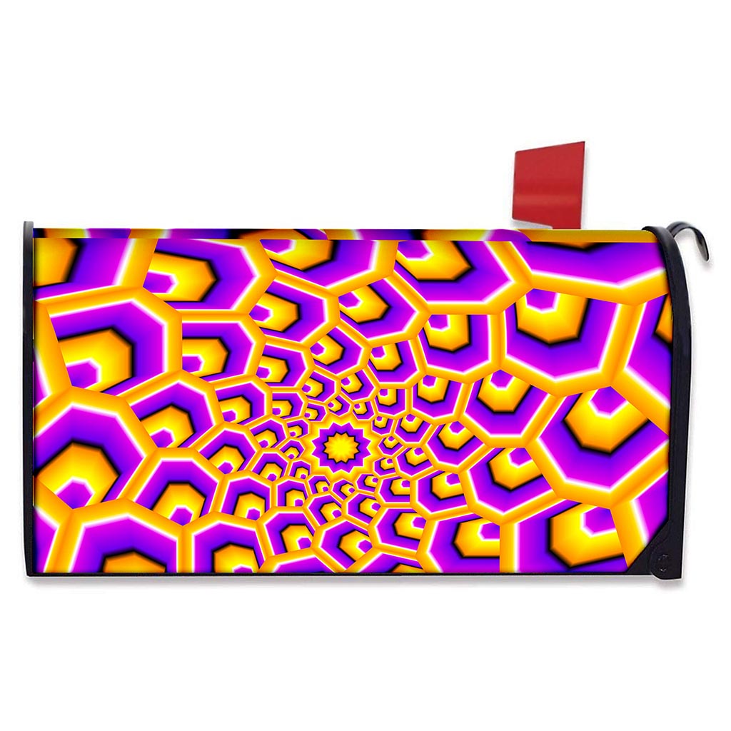 Yellow Hive Moving Optical Illusion Mailbox Cover