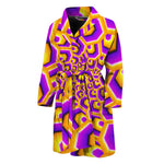 Yellow Hive Moving Optical Illusion Men's Bathrobe