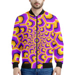 Yellow Hive Moving Optical Illusion Men's Bomber Jacket