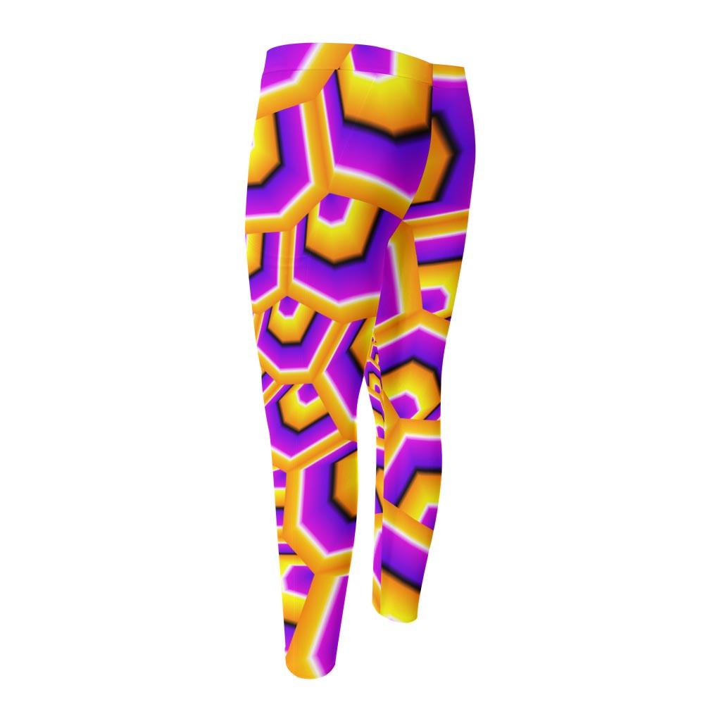 Yellow Hive Moving Optical Illusion Men's Compression Pants