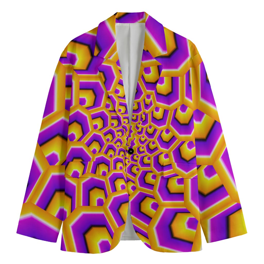 Yellow Hive Moving Optical Illusion Men's Cotton Blazer