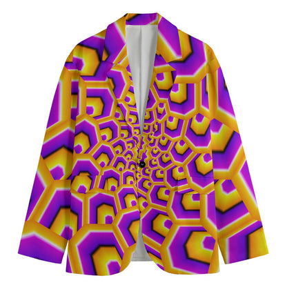 Yellow Hive Moving Optical Illusion Men's Cotton Blazer
