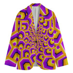 Yellow Hive Moving Optical Illusion Men's Cotton Blazer