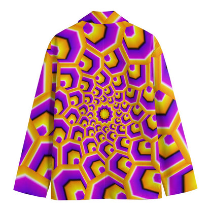 Yellow Hive Moving Optical Illusion Men's Cotton Blazer