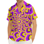 Yellow Hive Moving Optical Illusion Men's Deep V-Neck Shirt
