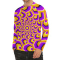 Yellow Hive Moving Optical Illusion Men's Long Sleeve Rash Guard