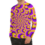 Yellow Hive Moving Optical Illusion Men's Long Sleeve Rash Guard