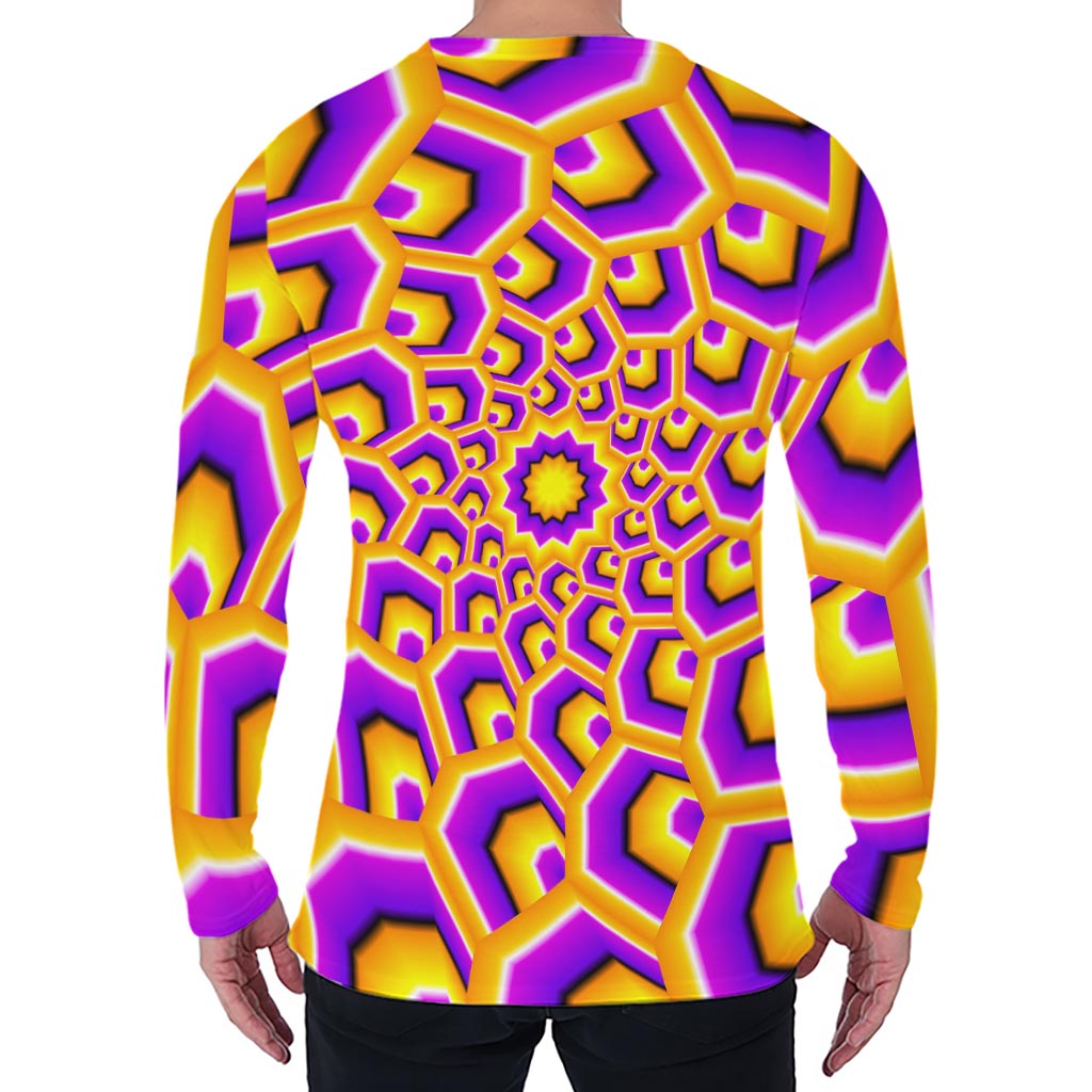 Yellow Hive Moving Optical Illusion Men's Long Sleeve T-Shirt