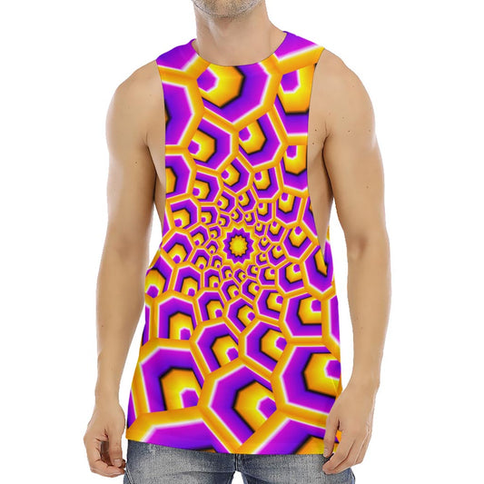 Yellow Hive Moving Optical Illusion Men's Muscle Tank Top