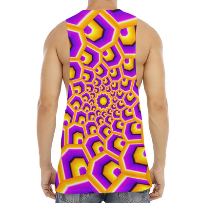 Yellow Hive Moving Optical Illusion Men's Muscle Tank Top