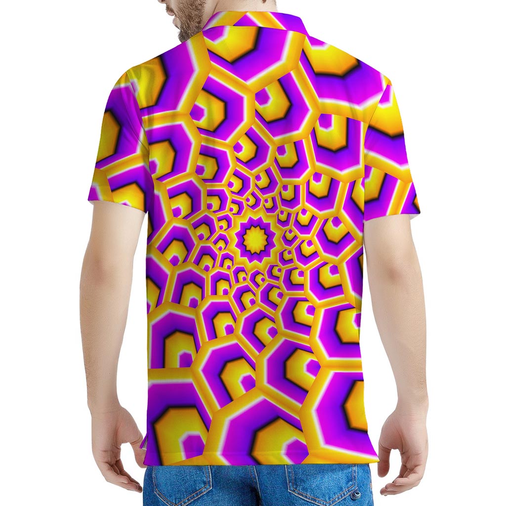 Yellow Hive Moving Optical Illusion Men's Polo Shirt