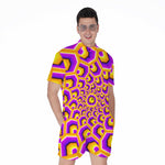 Yellow Hive Moving Optical Illusion Men's Rompers