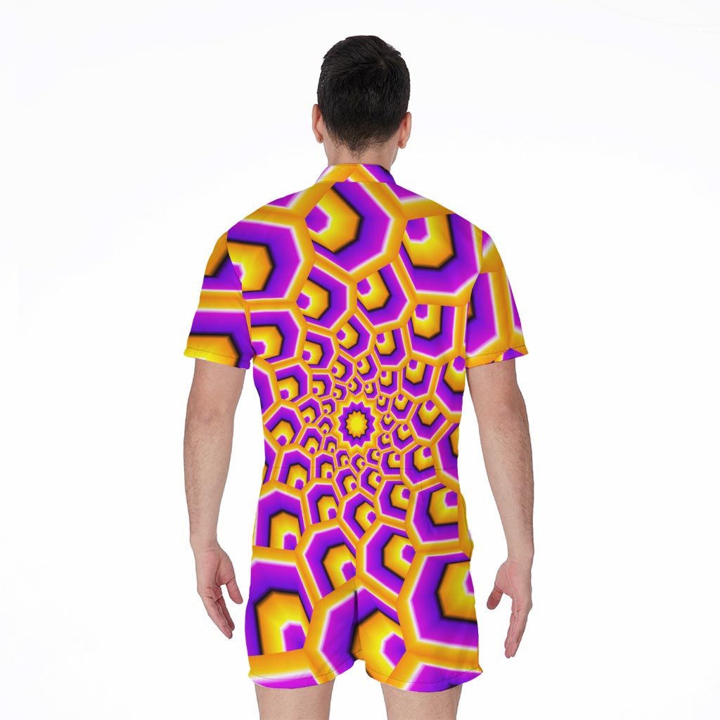Yellow Hive Moving Optical Illusion Men's Rompers