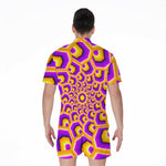 Yellow Hive Moving Optical Illusion Men's Rompers