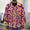 Yellow Hive Moving Optical Illusion Men's Shirt Jacket