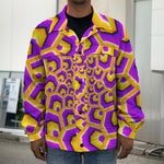 Yellow Hive Moving Optical Illusion Men's Shirt Jacket
