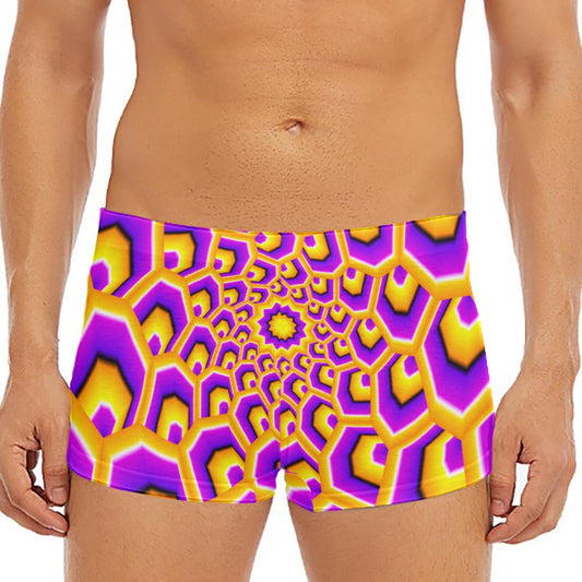 Yellow Hive Moving Optical Illusion Men's Short Boxer Briefs