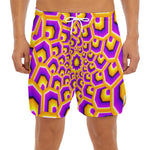 Yellow Hive Moving Optical Illusion Men's Split Running Shorts