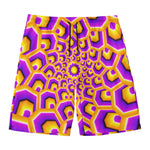 Yellow Hive Moving Optical Illusion Men's Swim Trunks