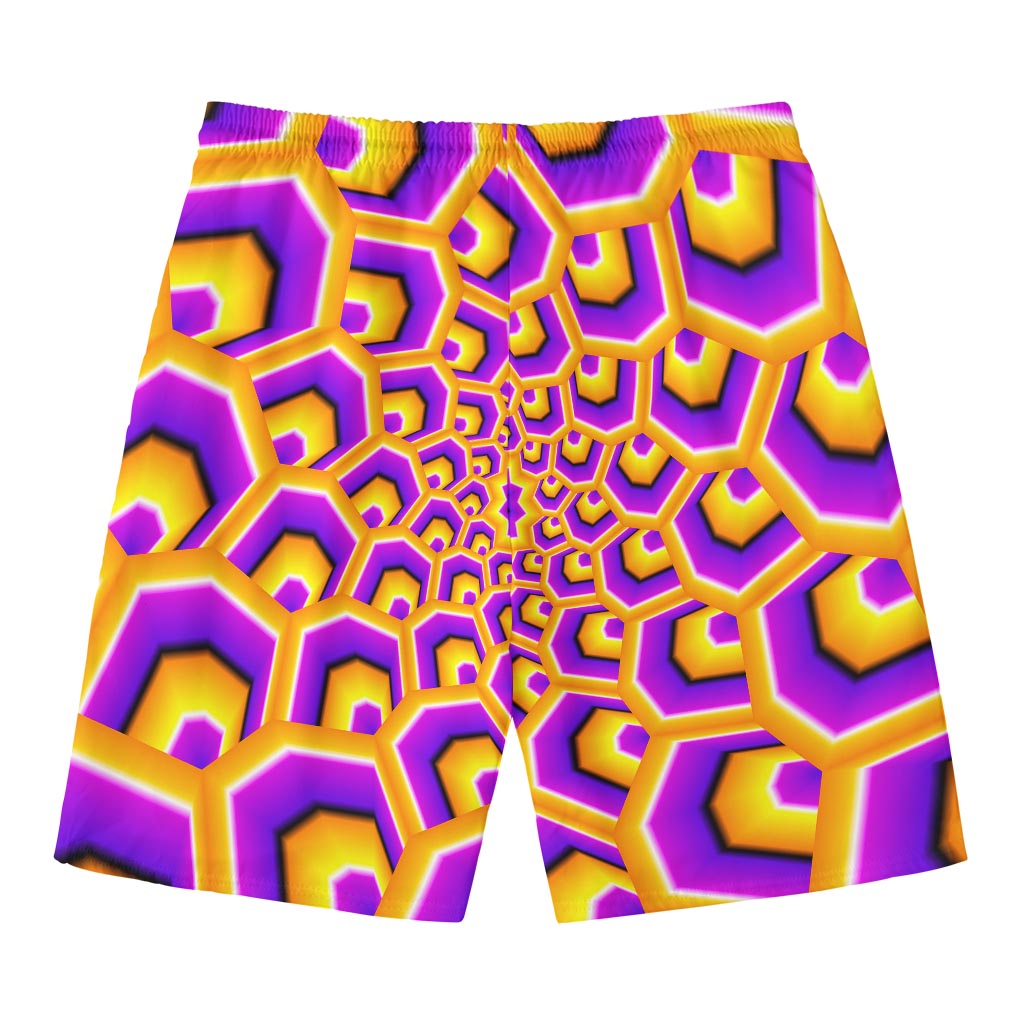 Yellow Hive Moving Optical Illusion Men's Swim Trunks