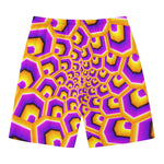 Yellow Hive Moving Optical Illusion Men's Swim Trunks