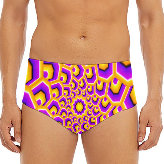 Yellow Hive Moving Optical Illusion Men's Triangle Swim Briefs