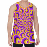 Yellow Hive Moving Optical Illusion Men's Velvet Tank Top