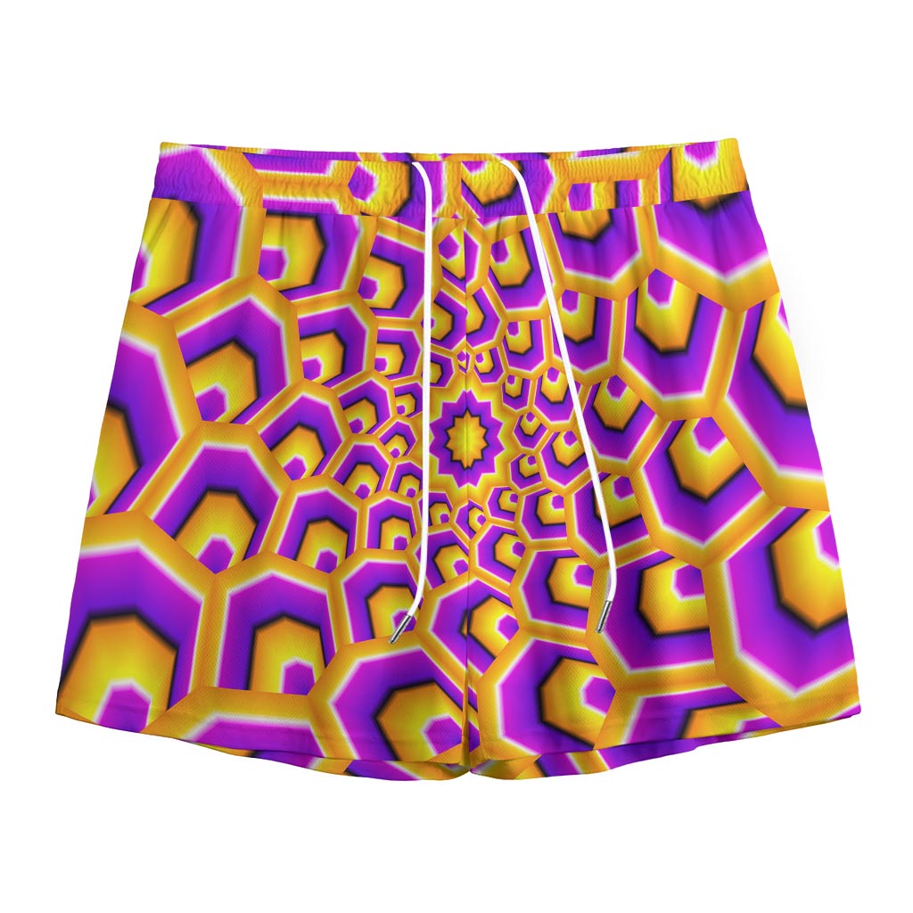 Yellow Hive Moving Optical Illusion Mesh Shorts