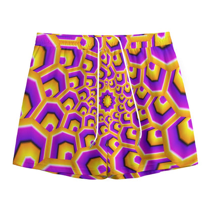 Yellow Hive Moving Optical Illusion Mesh Shorts