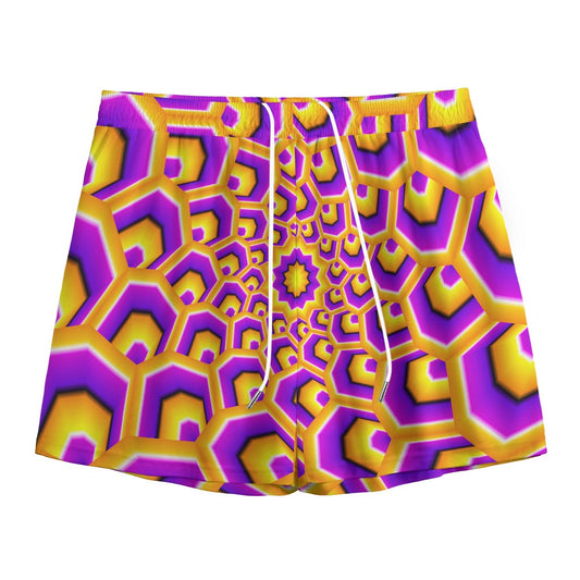 Yellow Hive Moving Optical Illusion Mesh Shorts