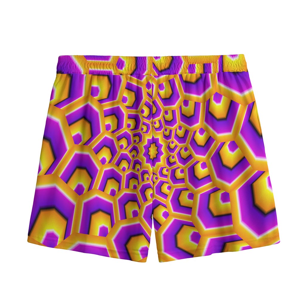 Yellow Hive Moving Optical Illusion Mesh Shorts