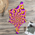 Yellow Hive Moving Optical Illusion One Shoulder Bodysuit
