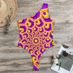 Yellow Hive Moving Optical Illusion One Shoulder Bodysuit