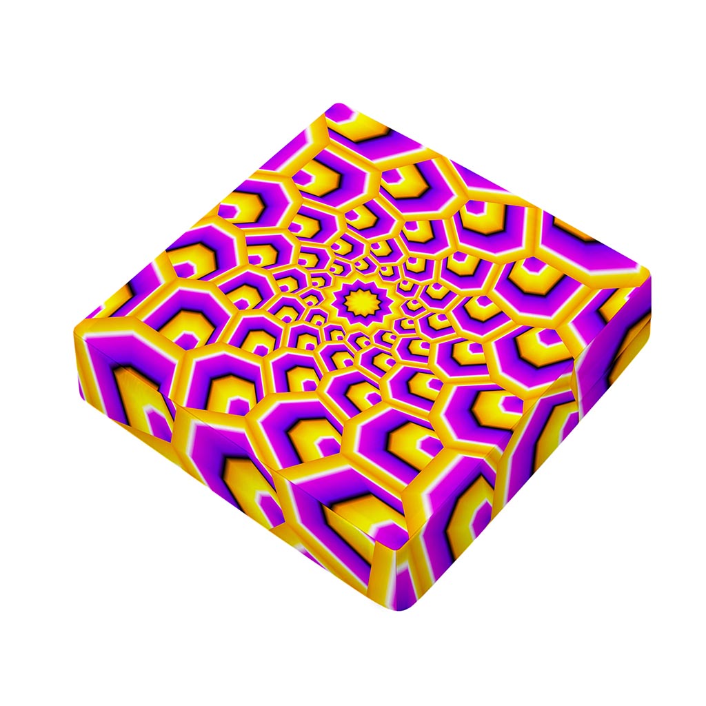 Yellow Hive Moving Optical Illusion Outdoor Seat Cushion Cover